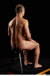 Whole Body Man White Nude Muscular Sitting Studio photo references